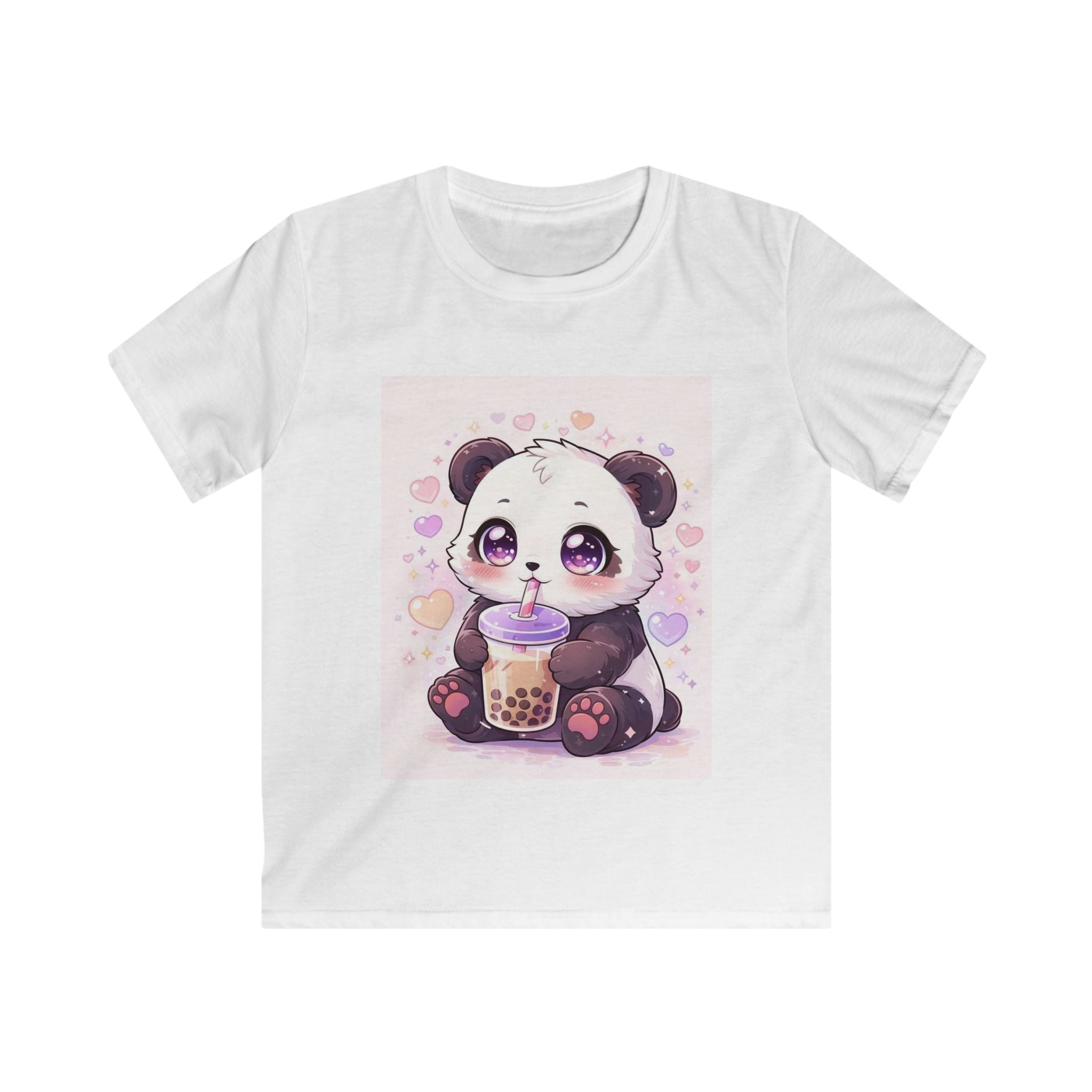 T-shirt bambino N°5 SamyeLuna bianca con orsetto panda e biberon stampati