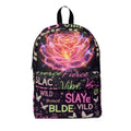 Zaino unisex nero con stampa neon e chiusura lampo frontale