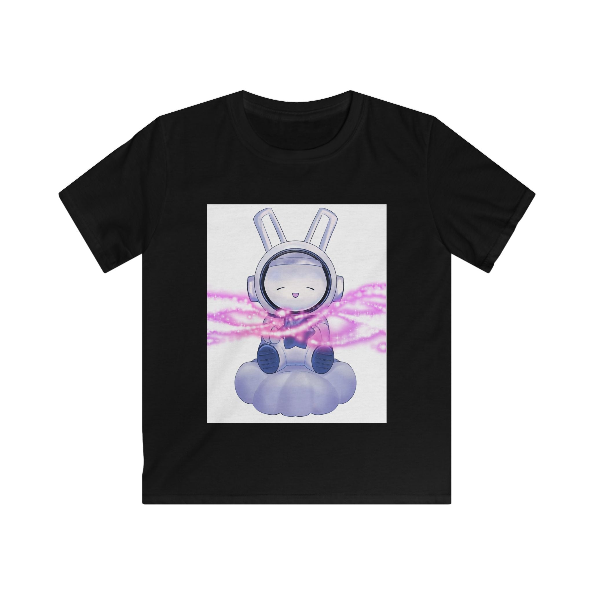 T-shirt bambino nera con stampa colorata al centro