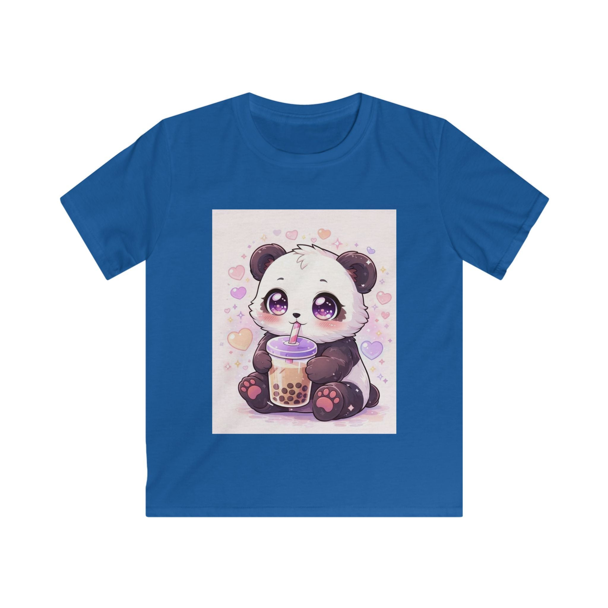 T-shirt bambino N°5 SamyeLuna blu reale con stampa orsetto panda e biberon