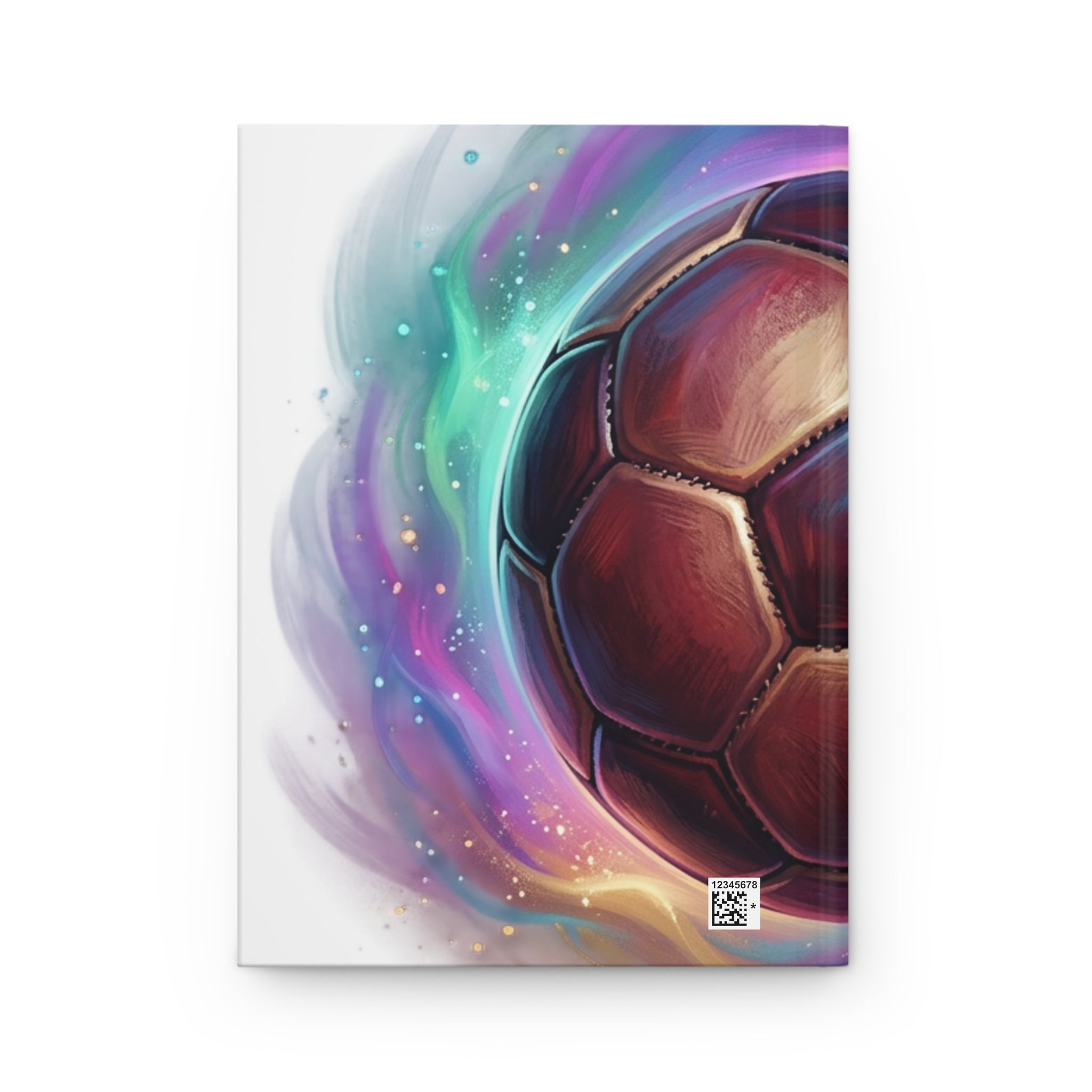 Sert kapaklı mat defter, futbol topu detaylı renkli kapak
