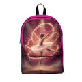 Zaino unisex magenta con stampa cosmica e fascia nera frontale