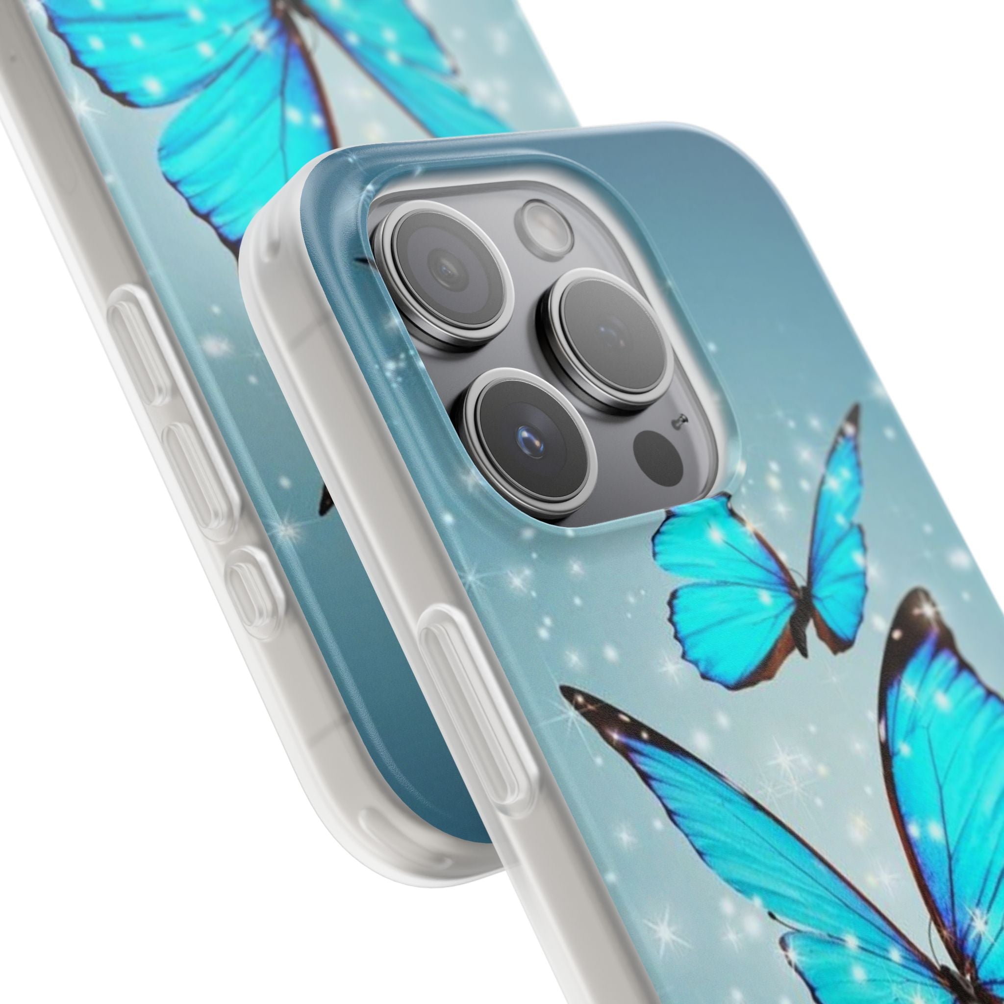 Blue Butterfly Phone Case | Flexi Case, Sparkle Water Reflection