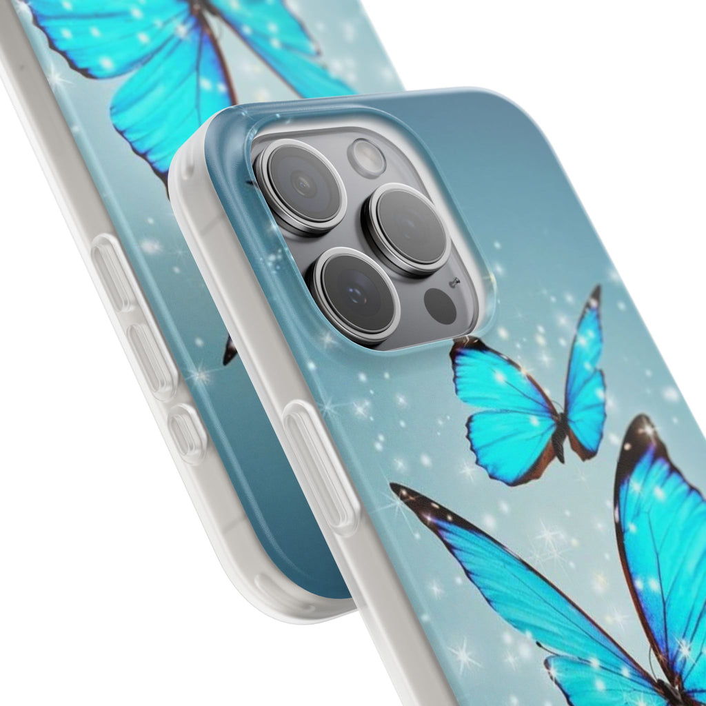 Blue Butterfly Phone Case | Flexi Case, Sparkle Water Reflection