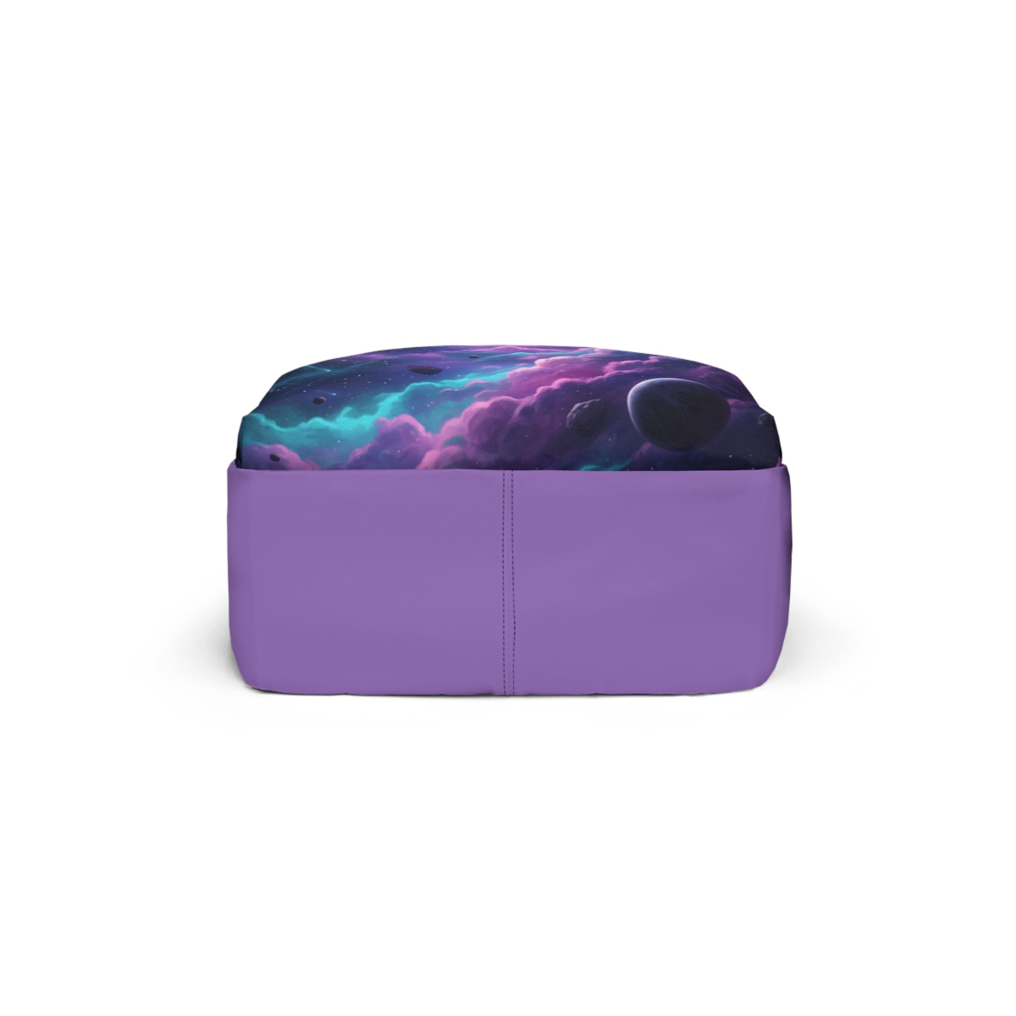 Zaino unisex viola con parte superiore sagomata e stampa galassia multicolore