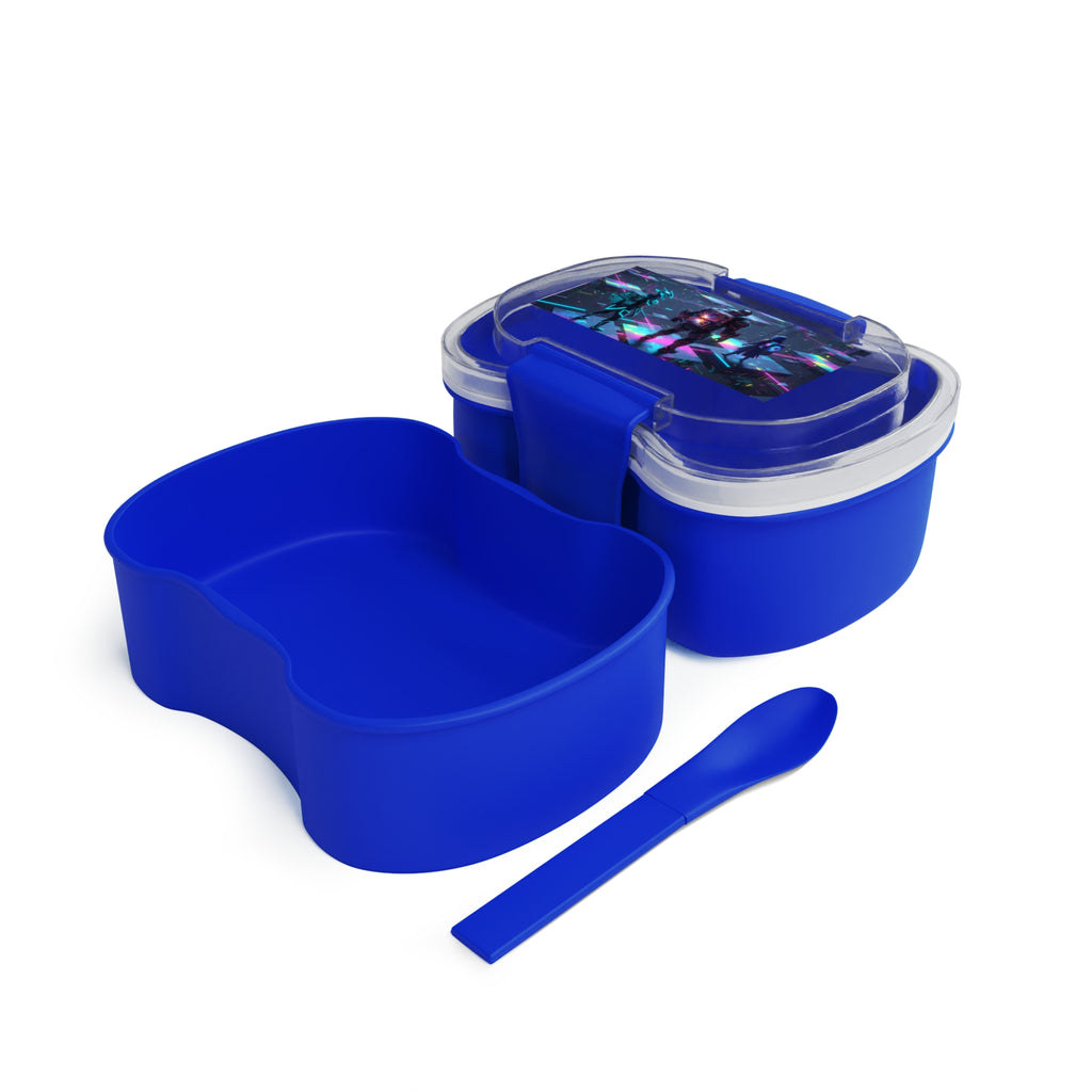 Contenitore bento blu a due scomparti con base e coperchio separati