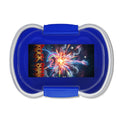 Scatola bento a due livelli blu con coperchio trasparente e clip superiore