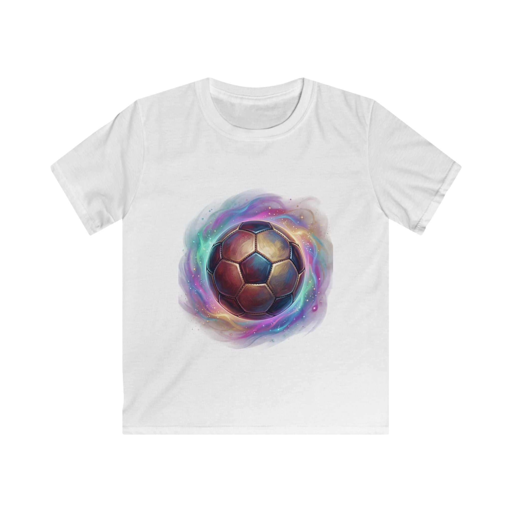 T-shirt bambino bianca con stampa sfera multicolore a spirale