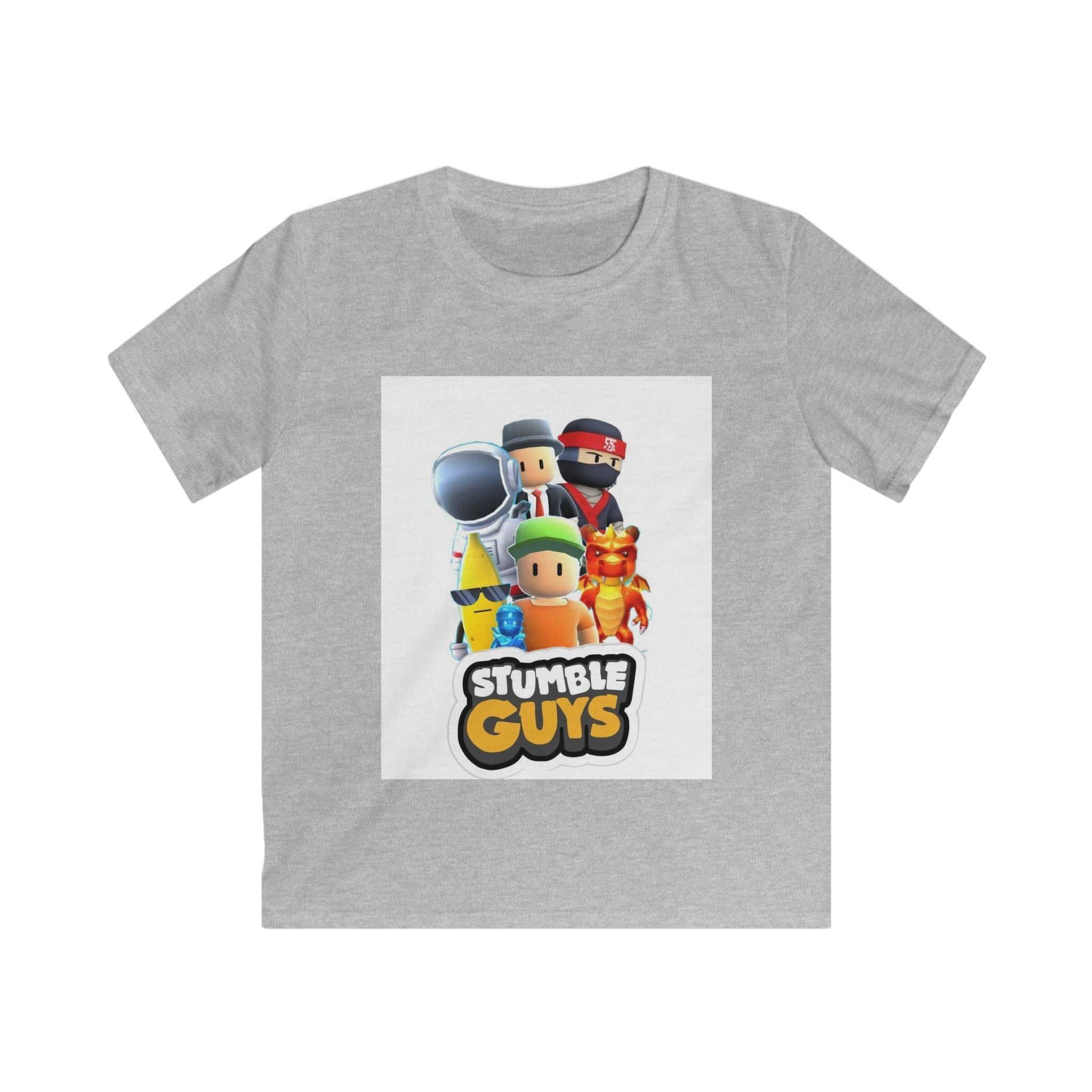 Maglietta per bambini grigio sport con stampa STUMBLE GUYS centrale