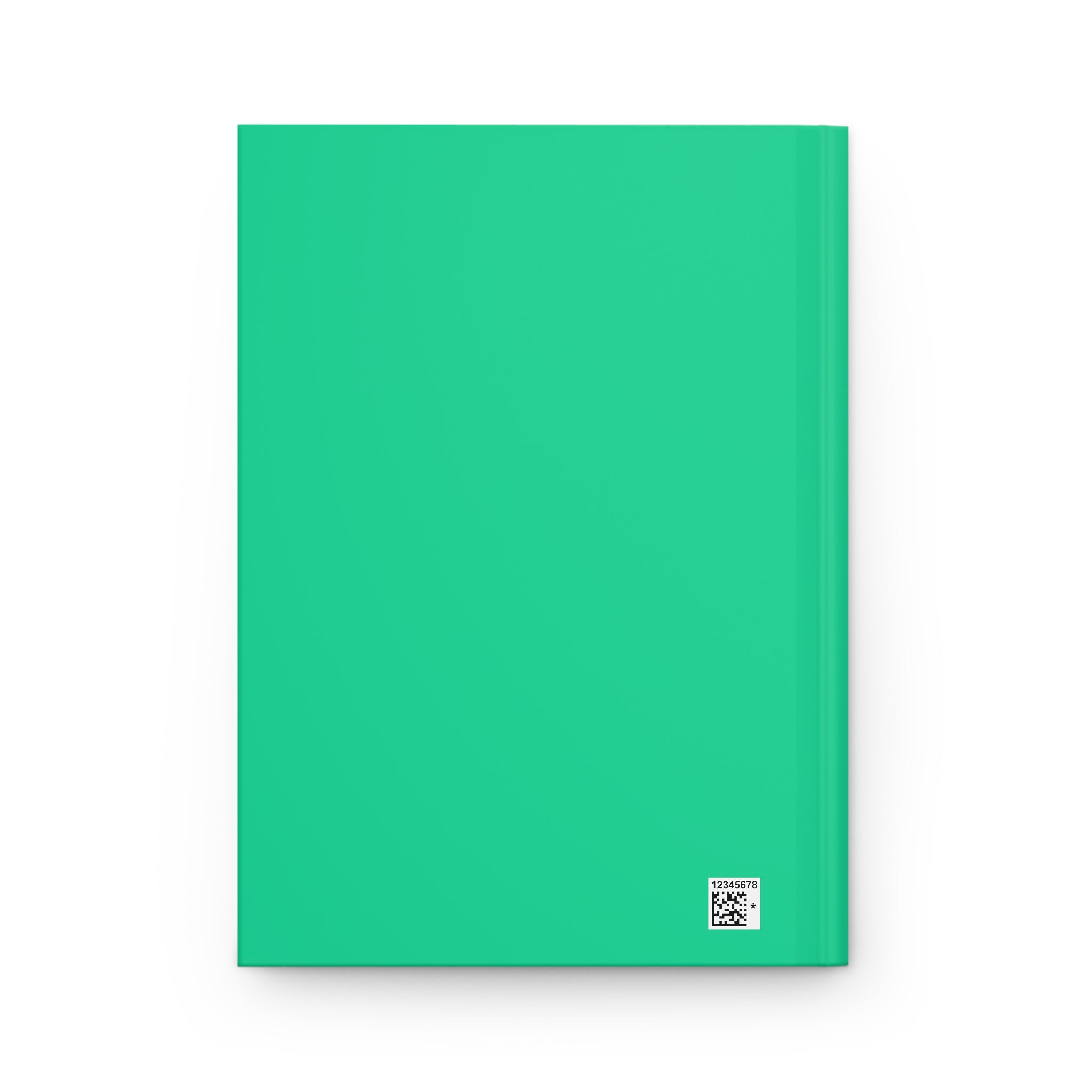 Quaderno a copertina rigida opaca verde con angoli squadrati e dettagli in basso a destra