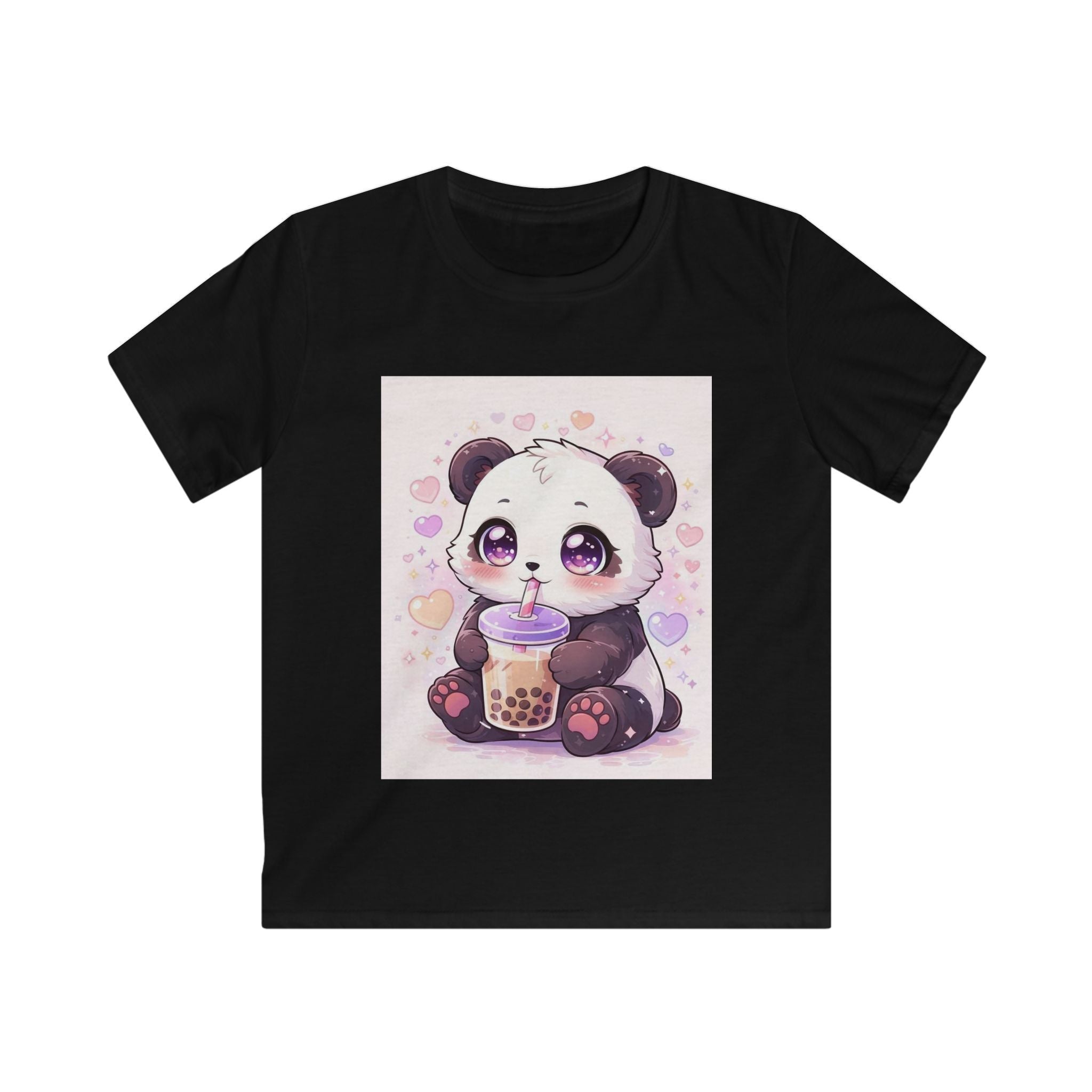 T-shirt bambino N°5 SamyeLuna nera con stampa orsetto panda e biberon