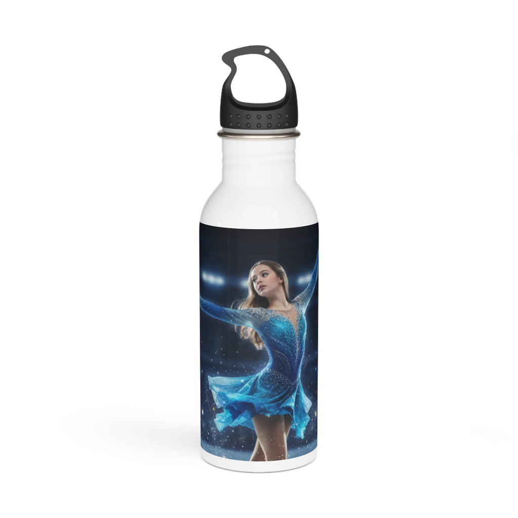 Borraccia in acciaio inox bianca con coperchio nero e stampa blu galassia