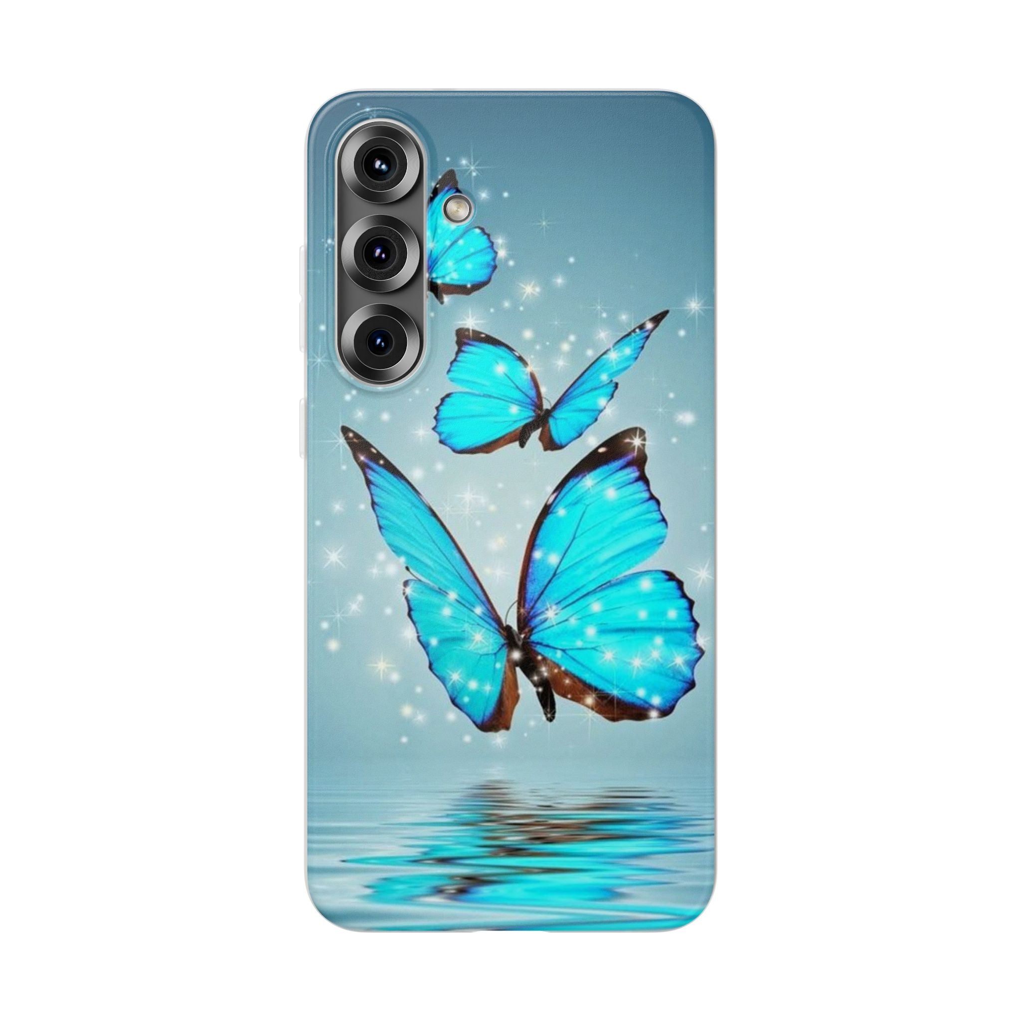 Blue Butterfly Phone Case | Flexi Case, Sparkle Water Reflection