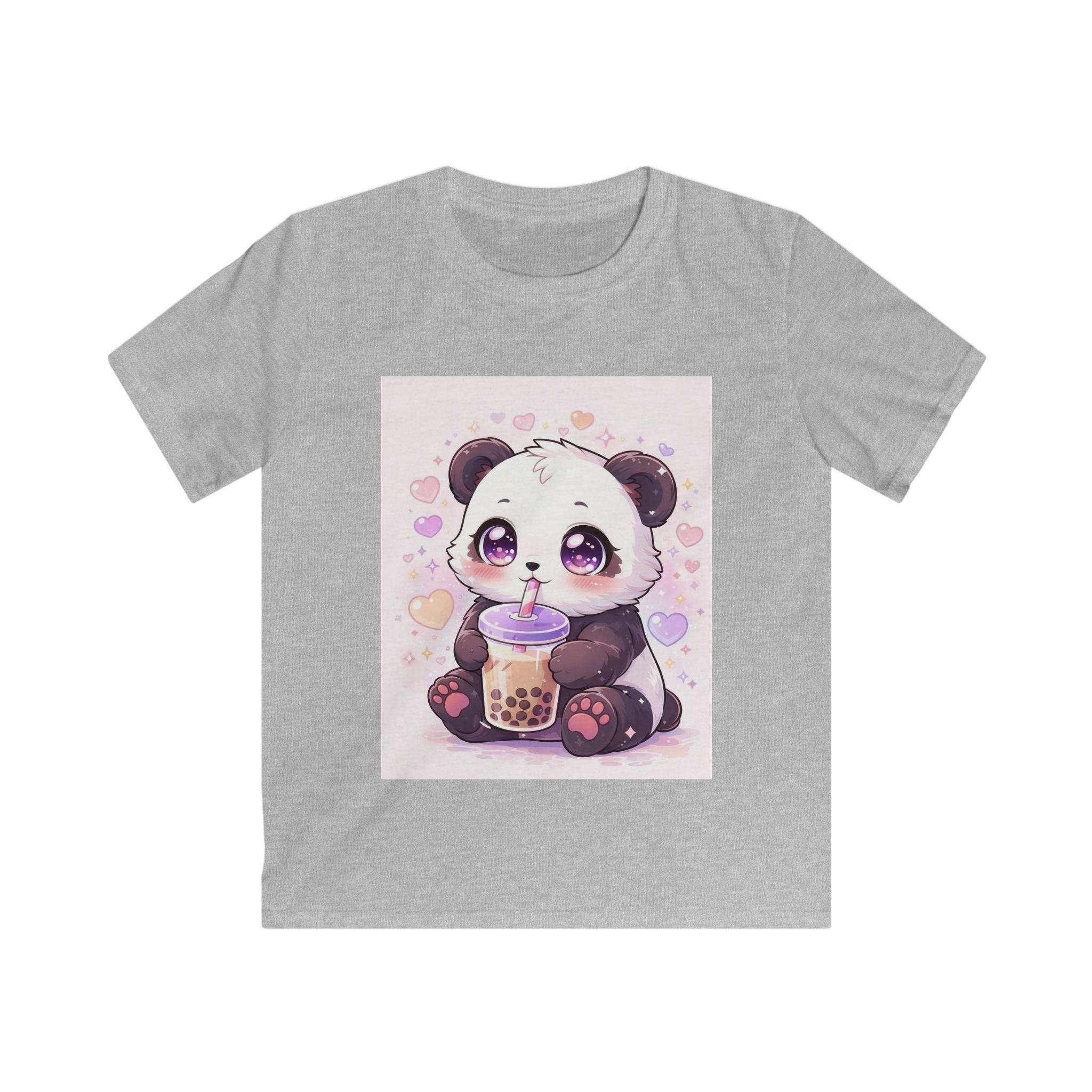 T-shirt bambino N°5 SamyeLuna grigio sport con stampa orsetto panda e biberon