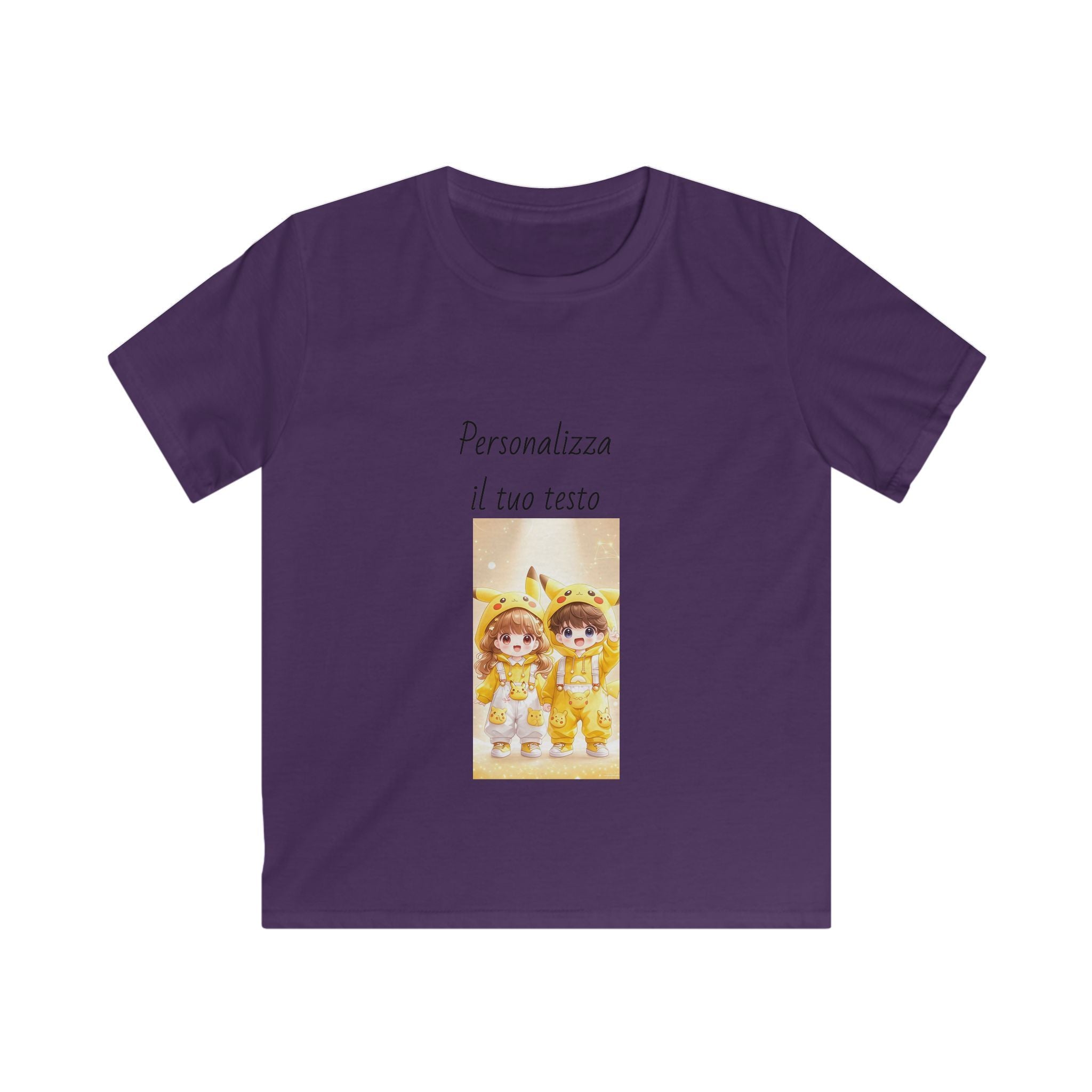 Maglietta bambino viola con stampa personalizzata sul petto