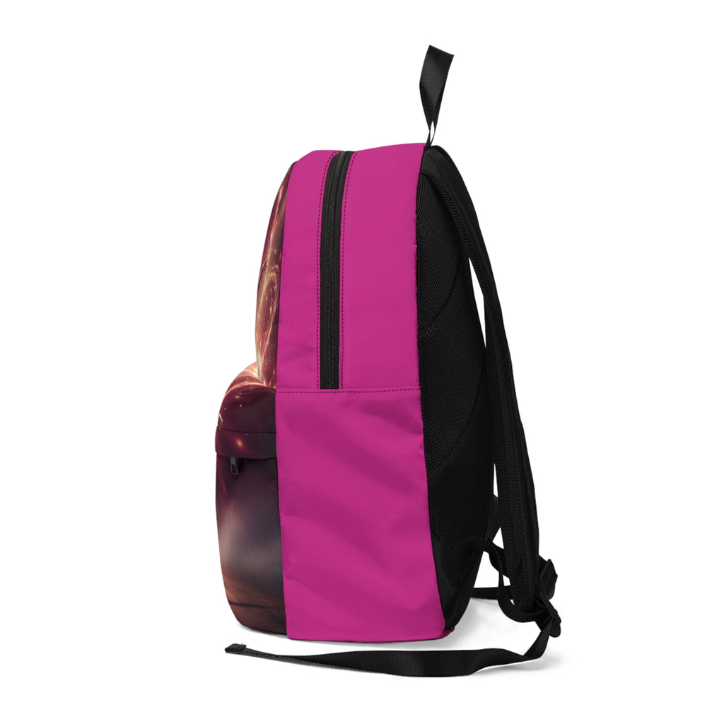 Zaino unisex magenta con pannello posteriore nero e spallacci regolabili