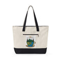 Mountain Teacup Scene Zippered Canvas Tote | Nature Illustration