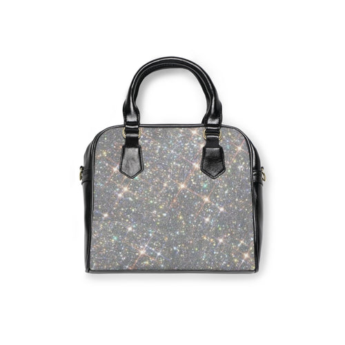 Borsa a spalla SamyeLuna con stampa all-over glitter, manici e tracolla corta su fondo scuro