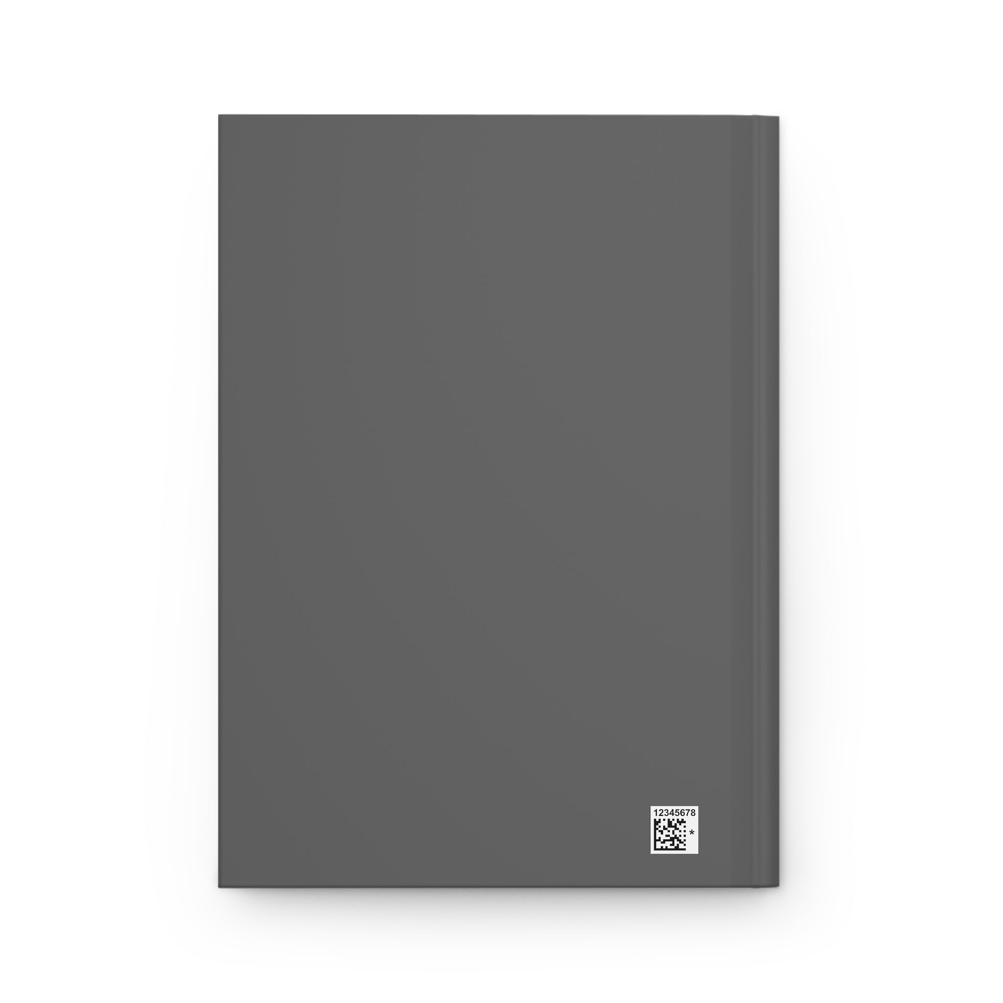 Quaderno rigido opaco grigio scuro con retro liscio e codice QR.