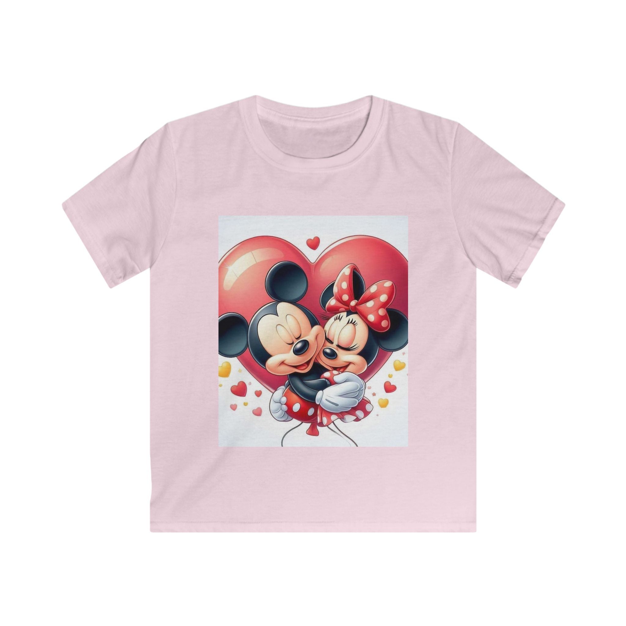T-shirt per bambini rosa chiaro con stampa a fumetti su parte frontale