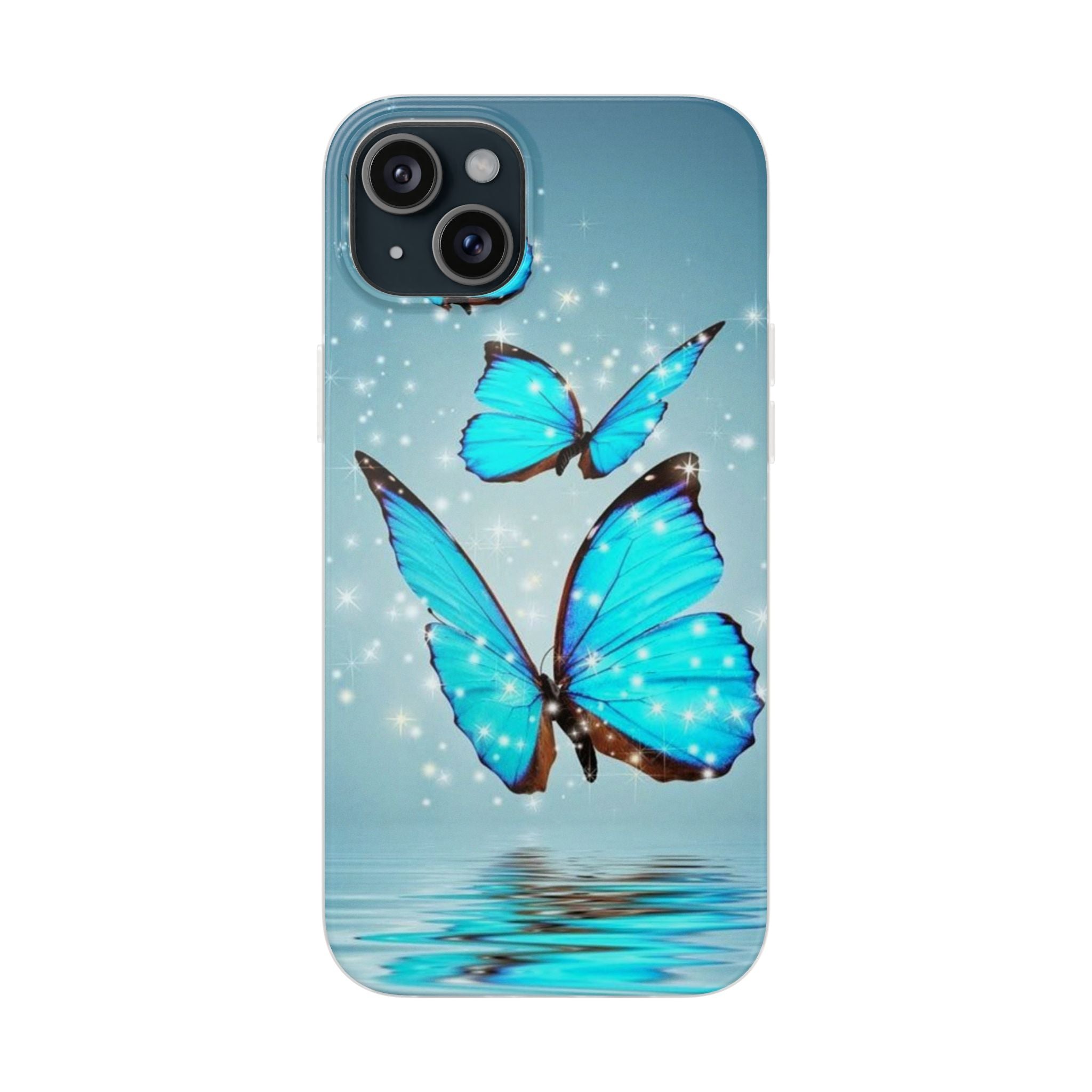 Blue Butterfly Phone Case | Flexi Case, Sparkle Water Reflection