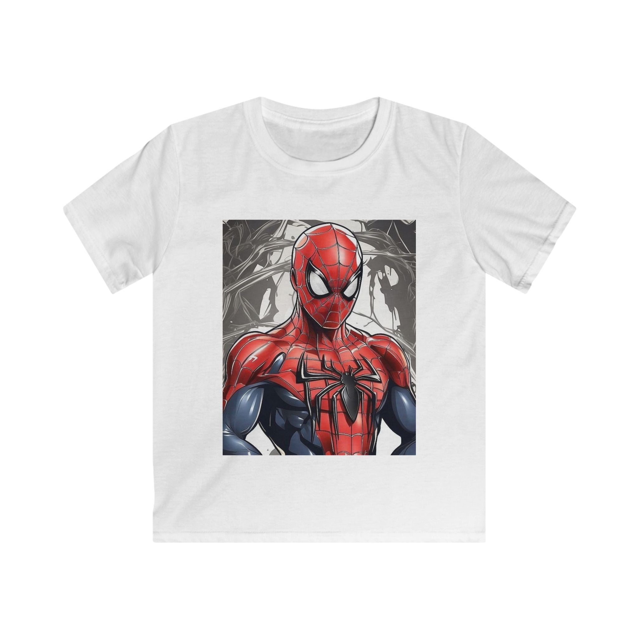 Maglietta bambino bianca con stampa Spider-Man rosso-nero, maniche corte