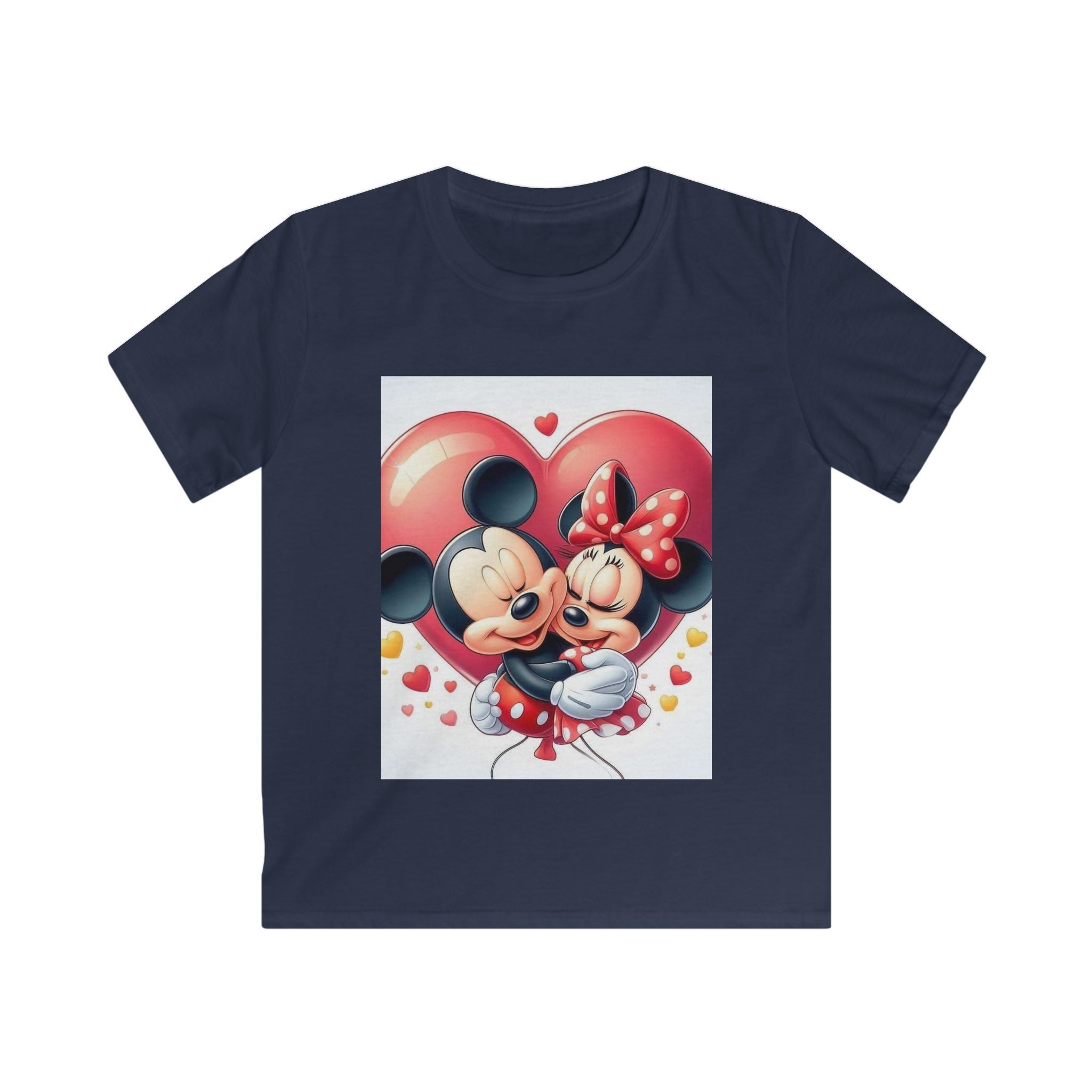 T-shirt per bambini blu navy con stampa a fumetti su parte frontale