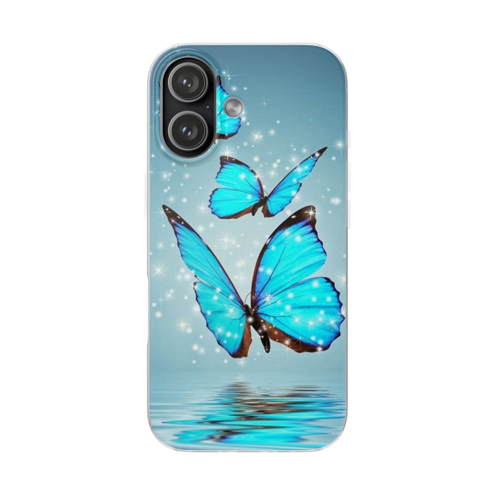 Blue Butterfly Phone Case | Flexi Case, Sparkle Water Reflection