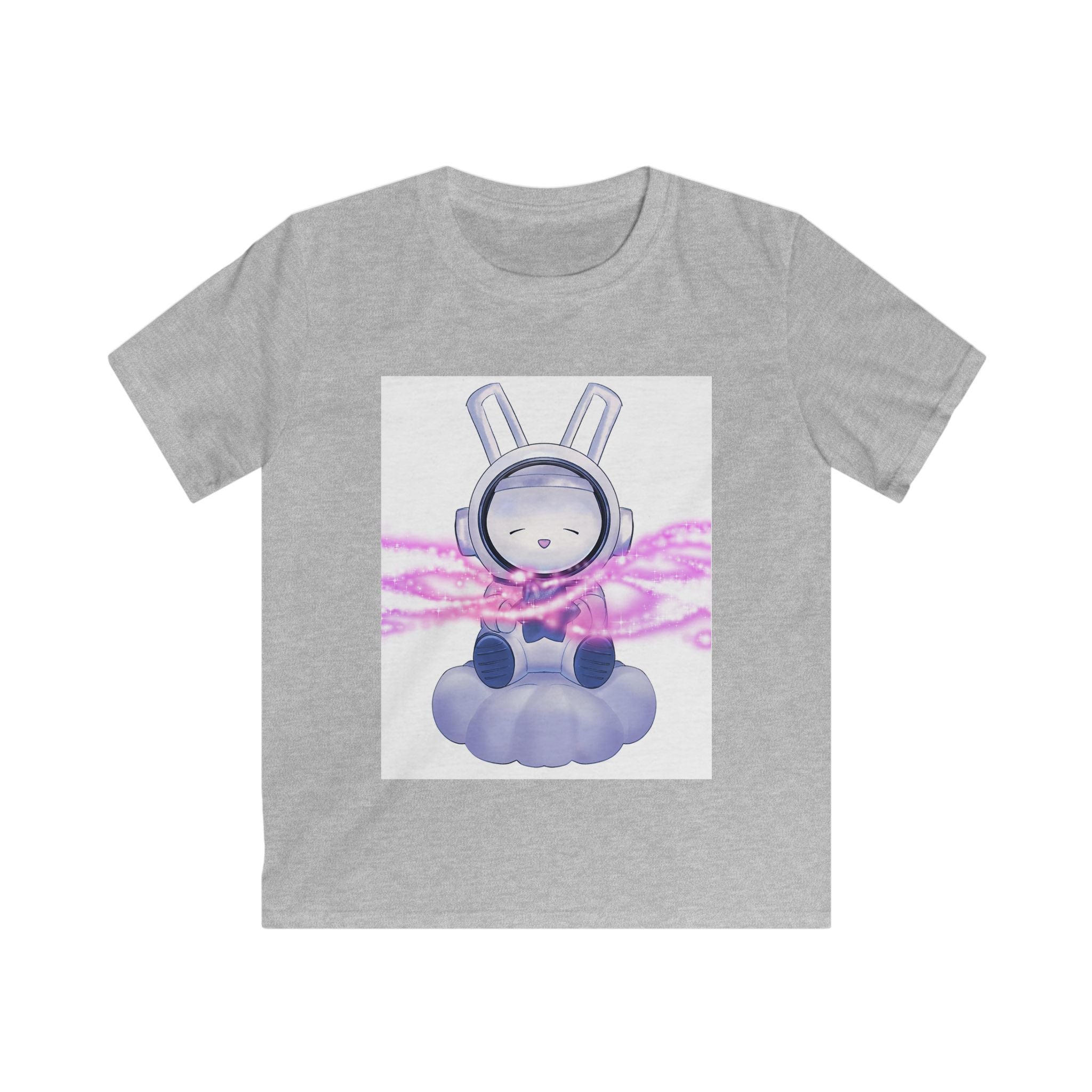 T-shirt bambino SamyeLuna grigia con stampa astronauta e nuvole viola