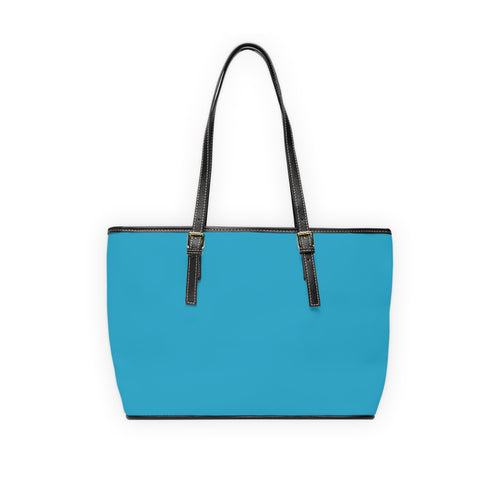 Borsa a tracolla in ecopelle blu tinta unita con manici neri