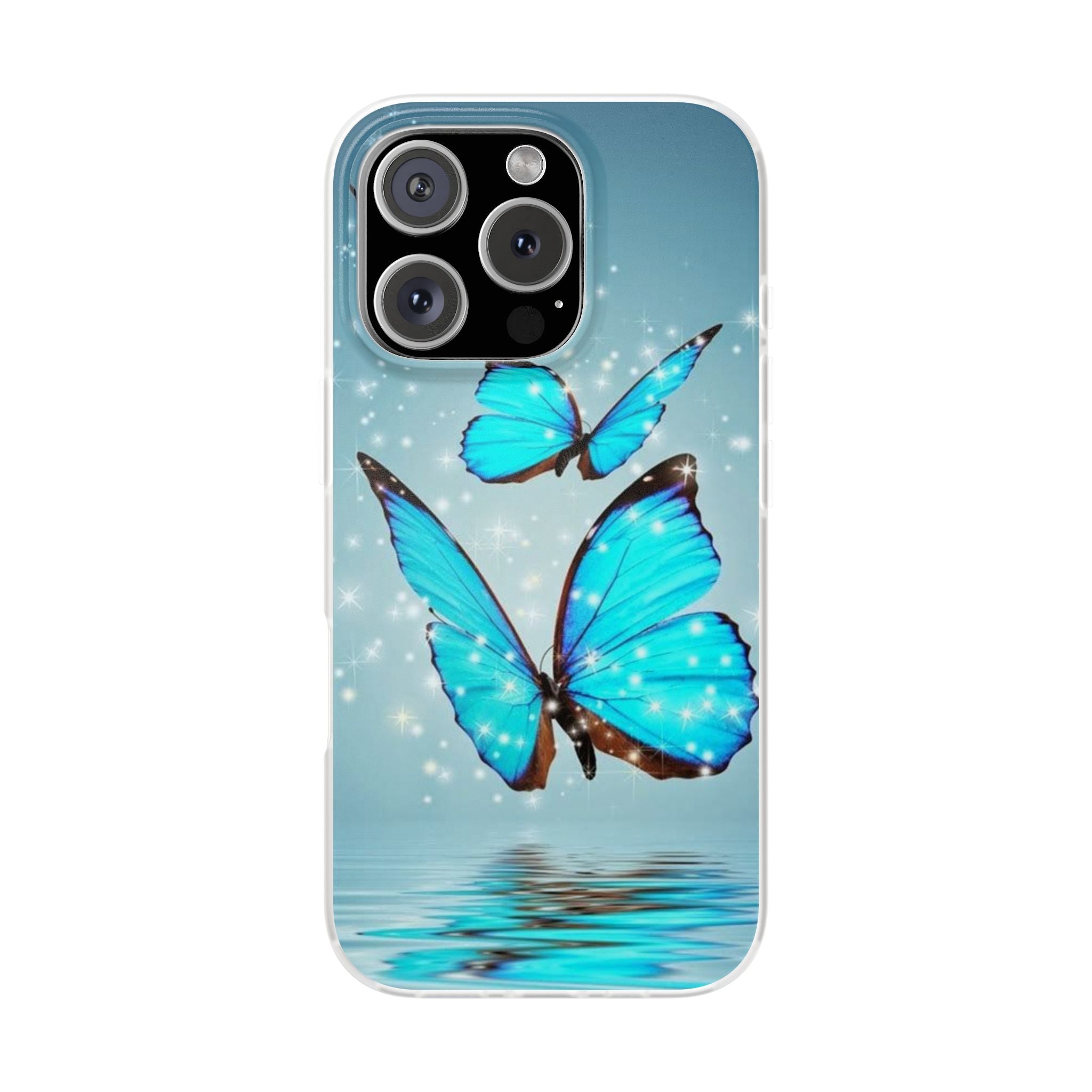 Blue Butterfly Phone Case | Flexi Case, Sparkle Water Reflection