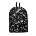 Zaino unisex nero con stampa multicolore e tracolla regolabile