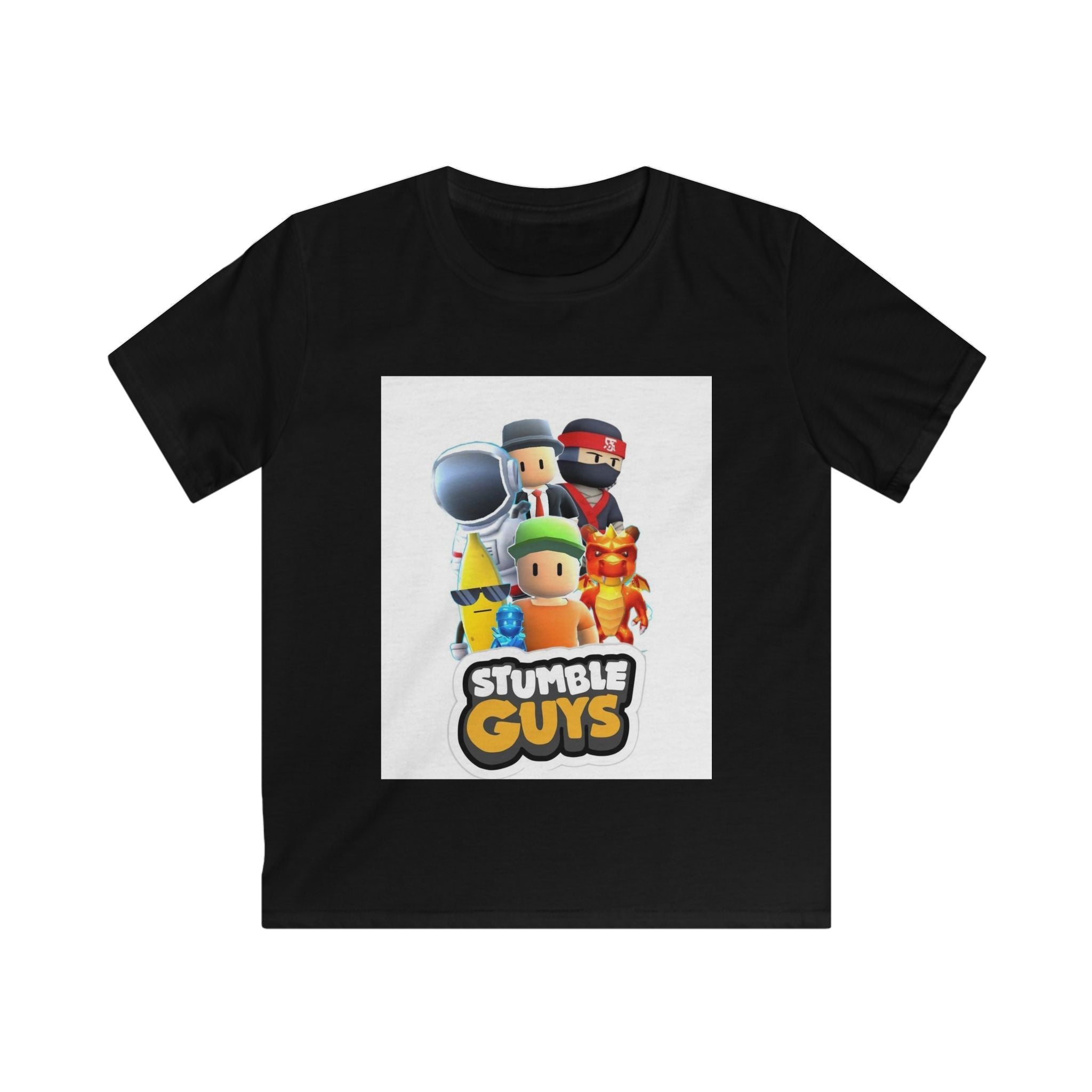 Maglietta per bambini nera con stampa STUMBLE GUYS centrale