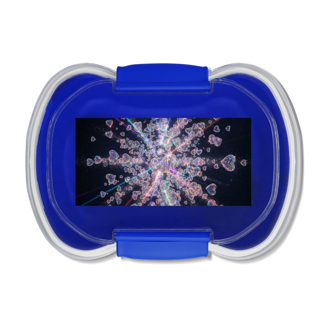 Portapranzo bento a due livelli blu con coperchio trasparente e clip frontale