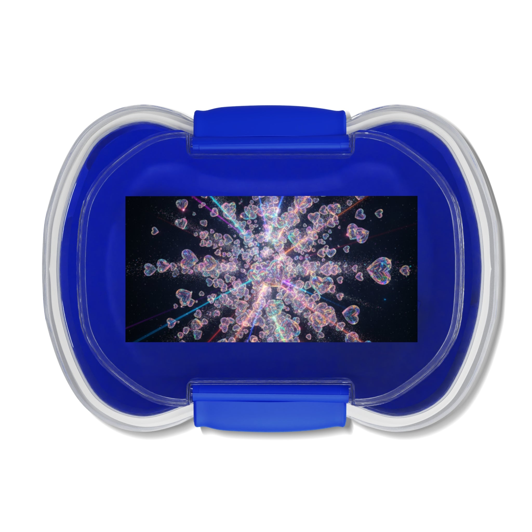 Portapranzo bento a due livelli blu con coperchio trasparente e clip frontale