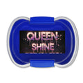 Contenitore bento a due livelli blu con coperchio trasparente e grafica QUEEN SHINE