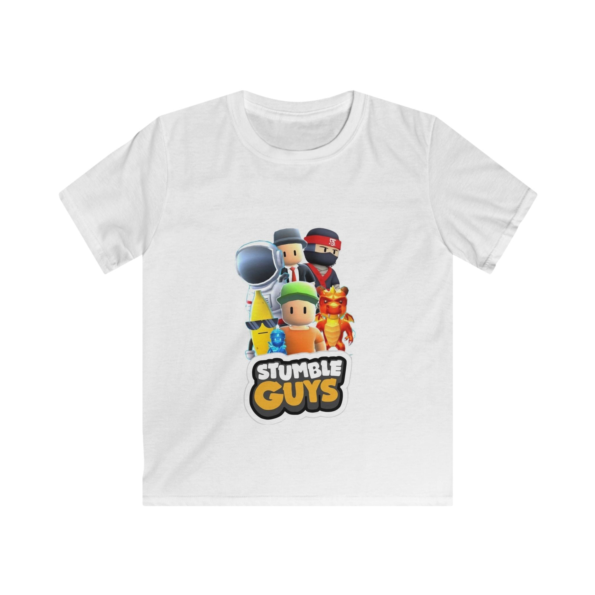 Maglietta per bambini bianca con stampa STUMBLE GUYS centrale