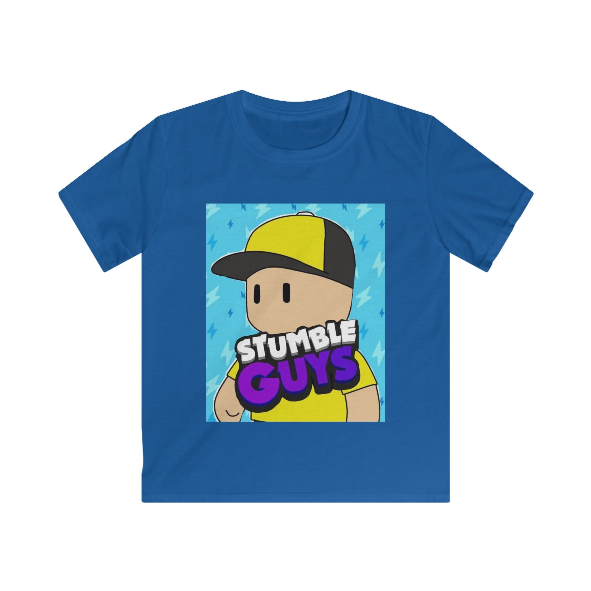 Maglietta bambino blu reale con stampa frontale Stumble Guys