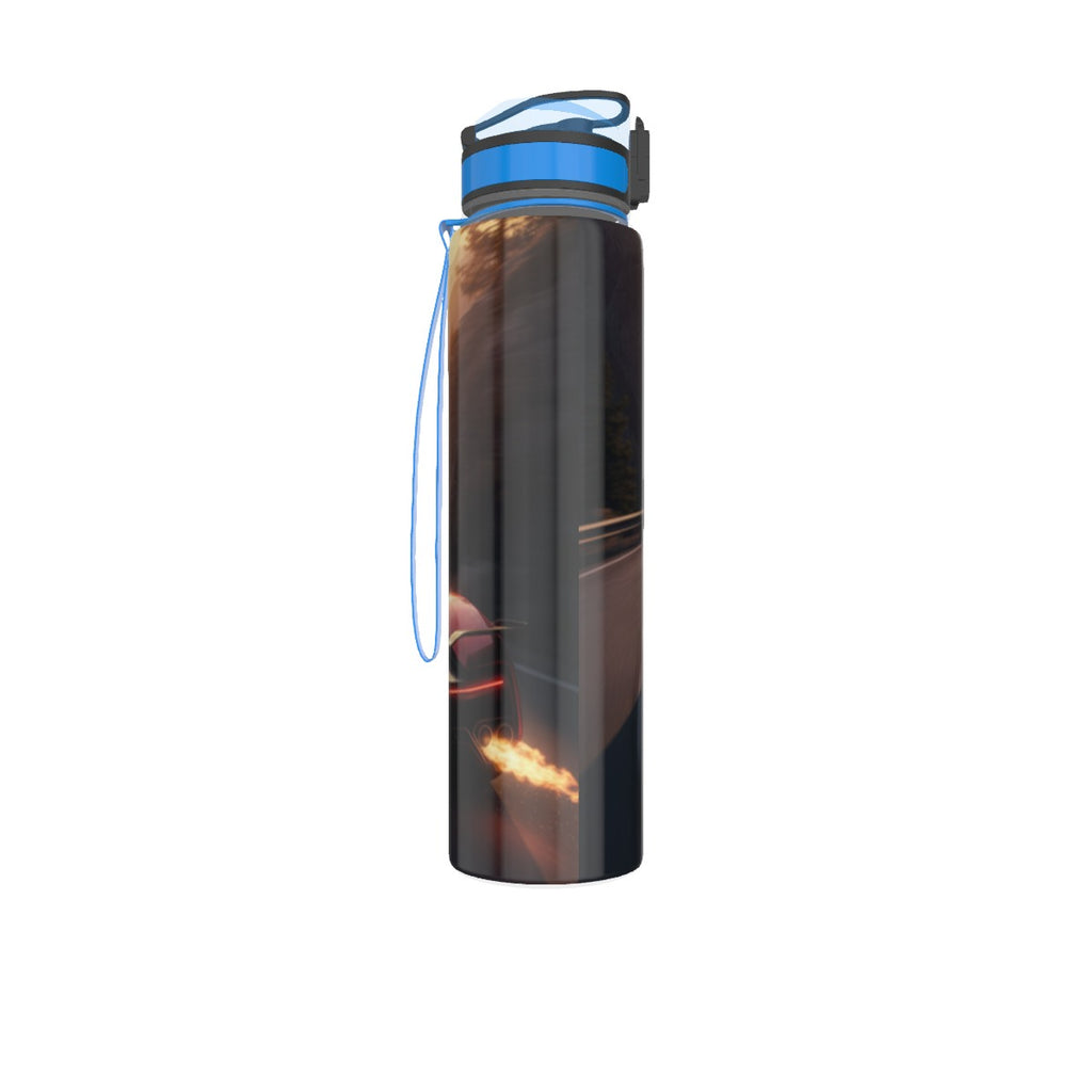 Borraccia sportiva 32 oz nera con tappo blu e impugnatura in corda blu
