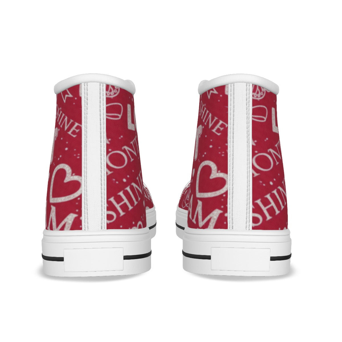 Scarpe alte rosse con tallone bianco a fascia e lacci bianchi