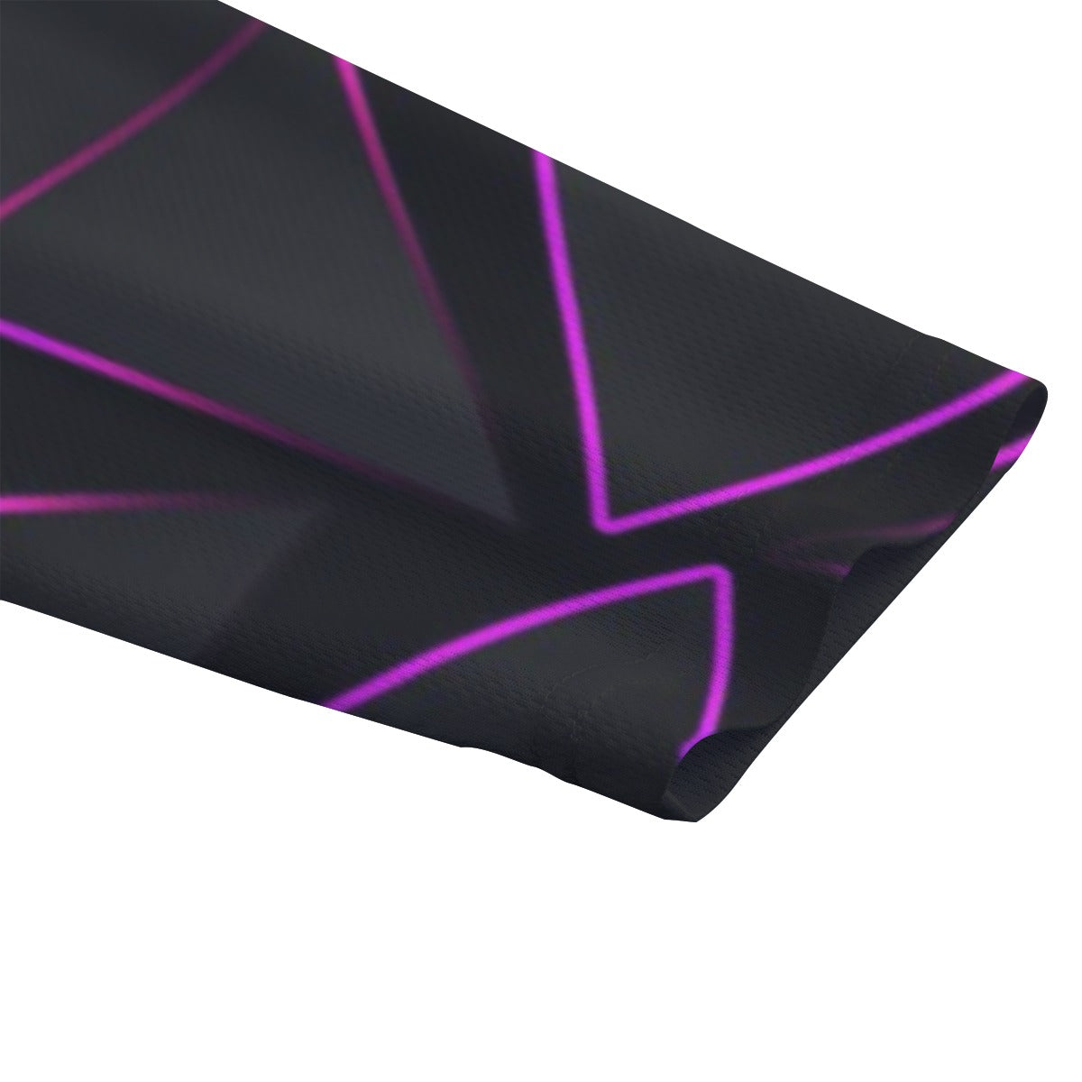 Manica felpa con fantasia geometrica neon viola su tessuto scuro