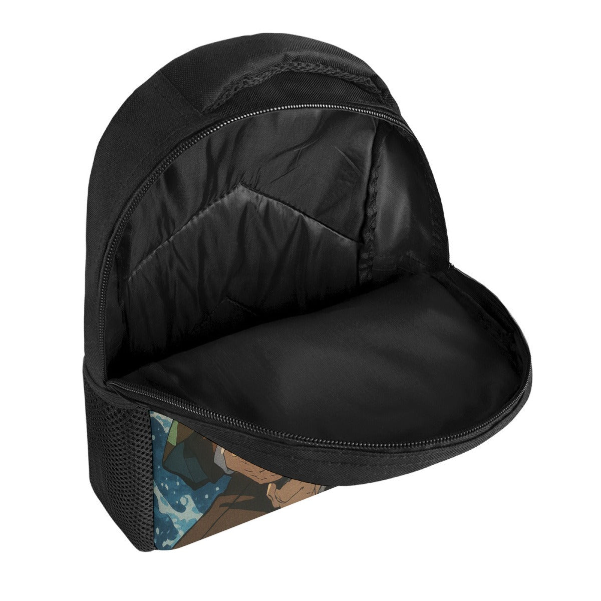 Zaino scolastico nero con tasca principale imbottita e apertura con zip