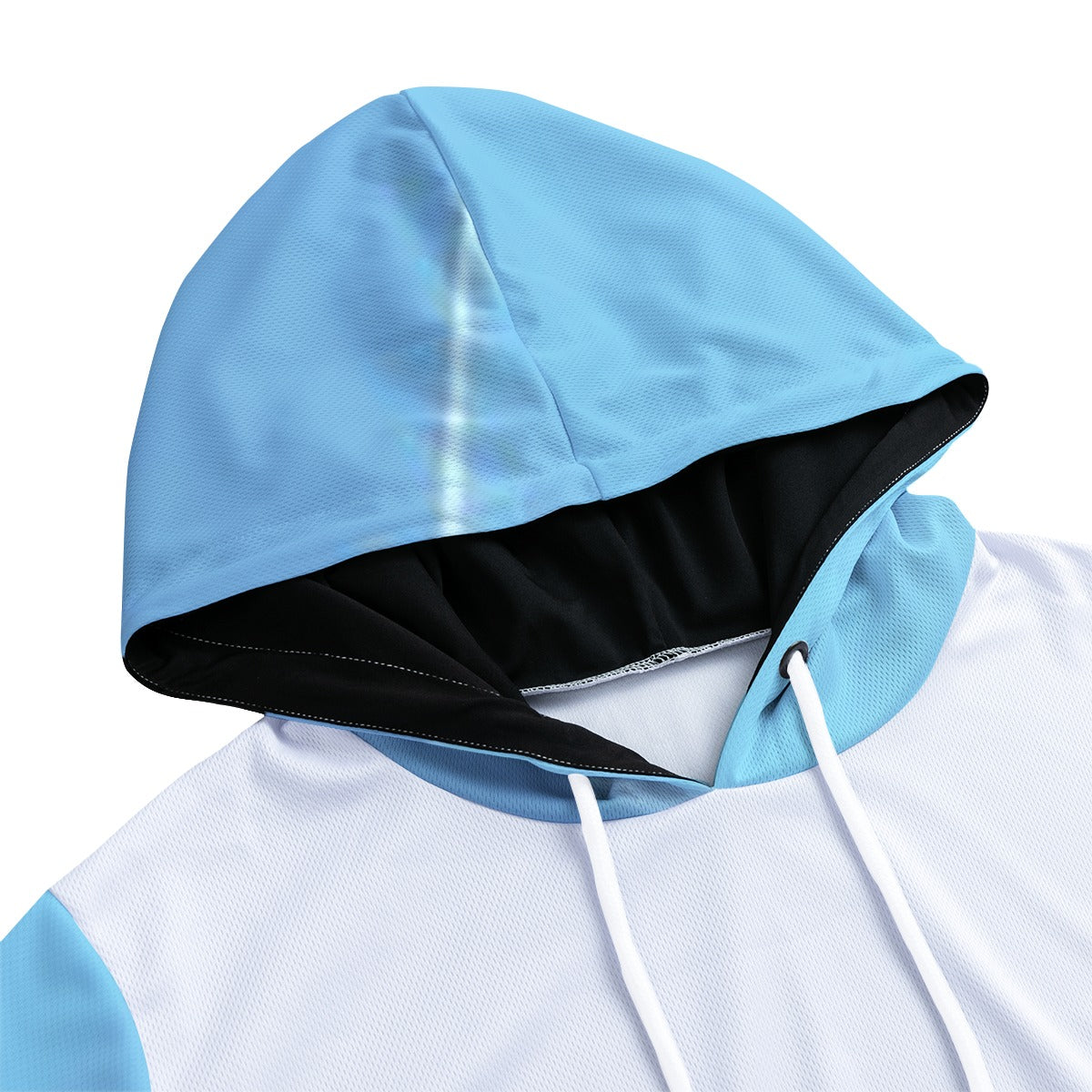 Felpa leggera con cappuccio: interno nero, cappuccio azzurro chiaro, coulisse