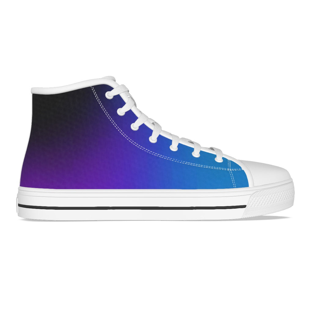Scarpa alta canvas per bambini blu-viola sfumato con puntale bianco e lacci bianchi