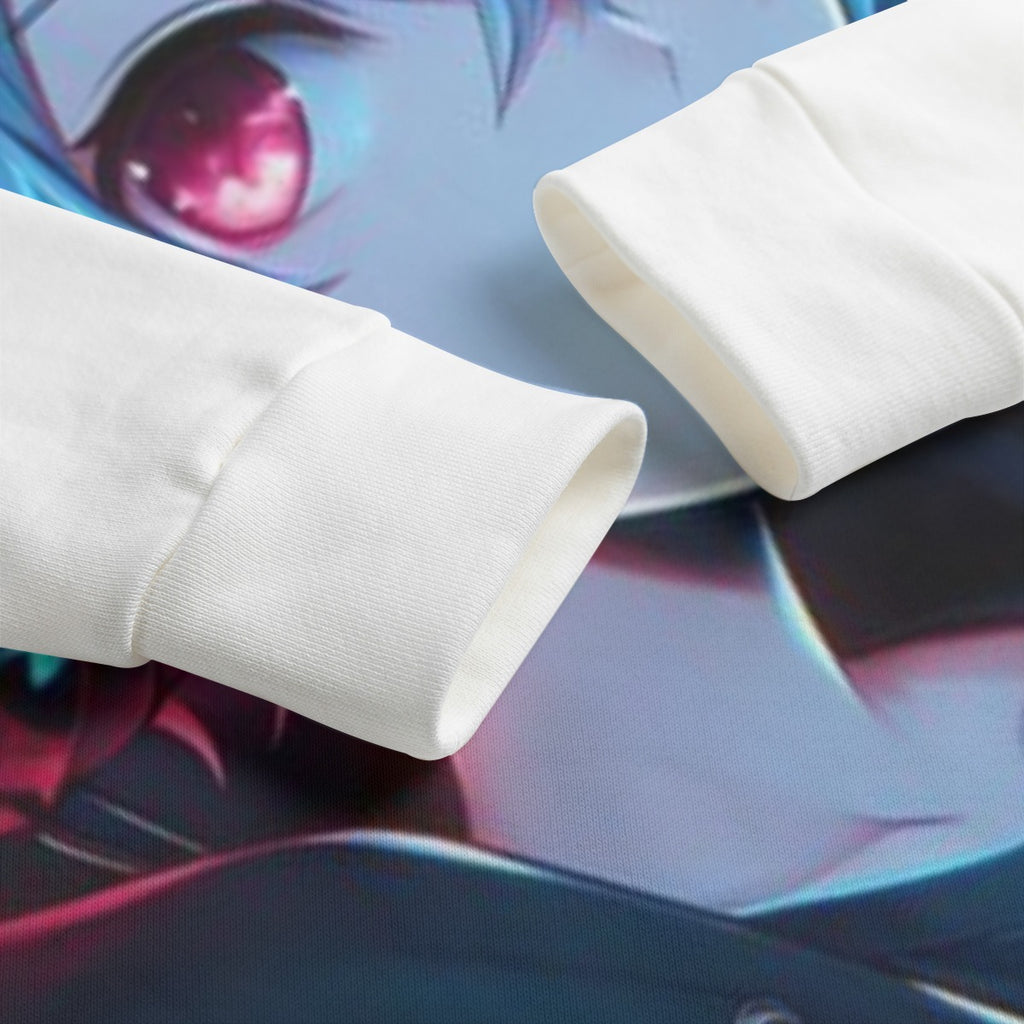Manica e polsino elasticizzati felpa bambino bianca con stampa anime