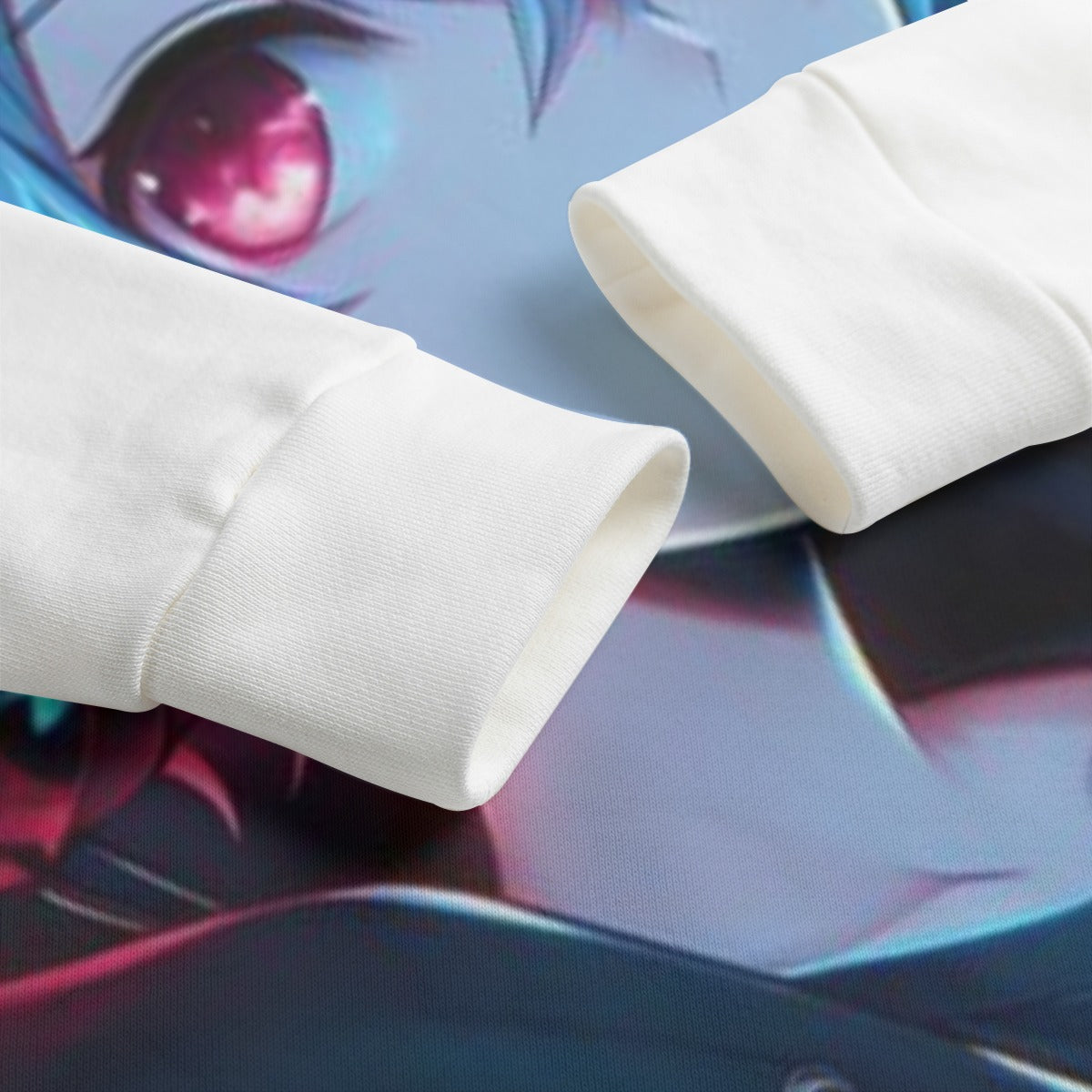 Manica e polsino elasticizzati felpa bambino bianca con stampa anime