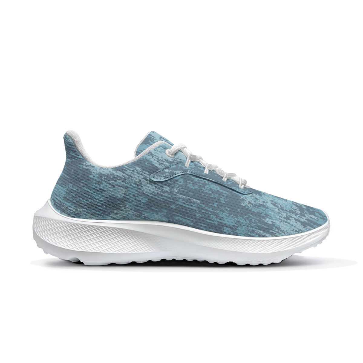 Scarpa running uomo blu petrolio, lacci bianchi, suola bianca