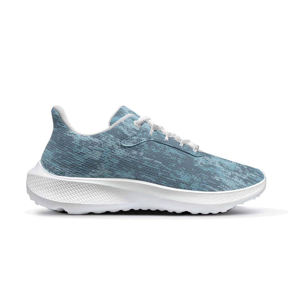 Scarpa running da uomo blu melange, tomaia in tessuto e suola bianca con battistrada