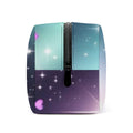 Borsa cosmetica in PU con zip centrale, fantasia stelle e cuori, sagoma rettangolare.