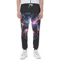 Pantaloni jogger neri con stampa grafica multicolore e coulisse in vita